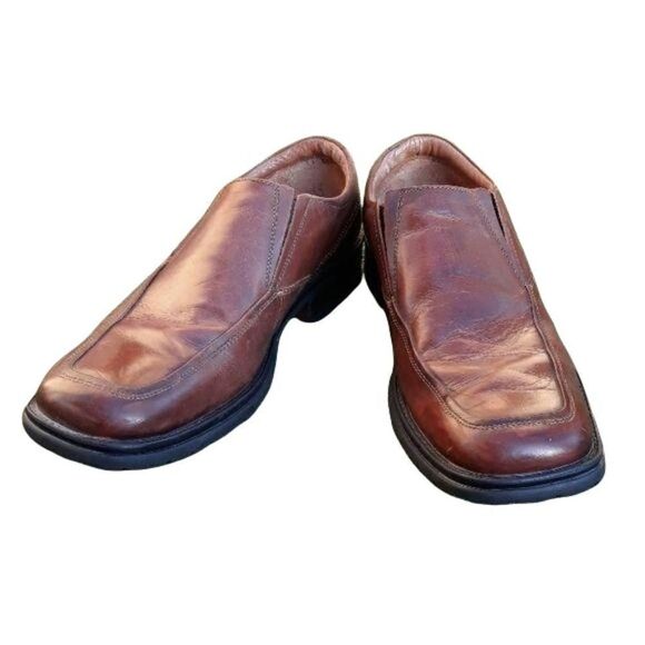 Borelli 321033 Broadway Loafer Brown Leather Square Toe Dress‎ Shoes Sz 9.5 - Picture 1 of 8